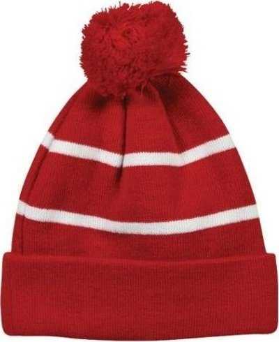 OC Sports KNF-100 Acrylic Knit Watch Cap Beanie - Red White - HIT a Double - 1
