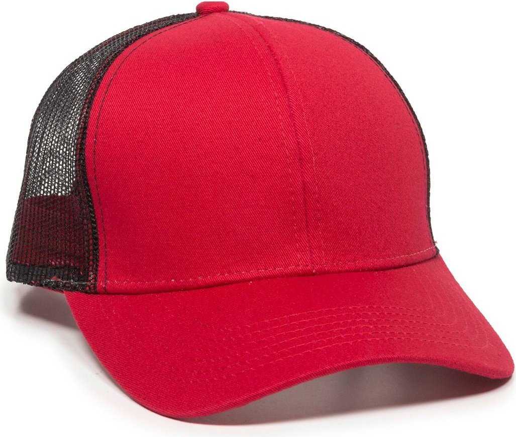 OC Sports MBW-600 Team Adjustable Mesh Back Ball Cap - Red Black - HIT a Double - 1