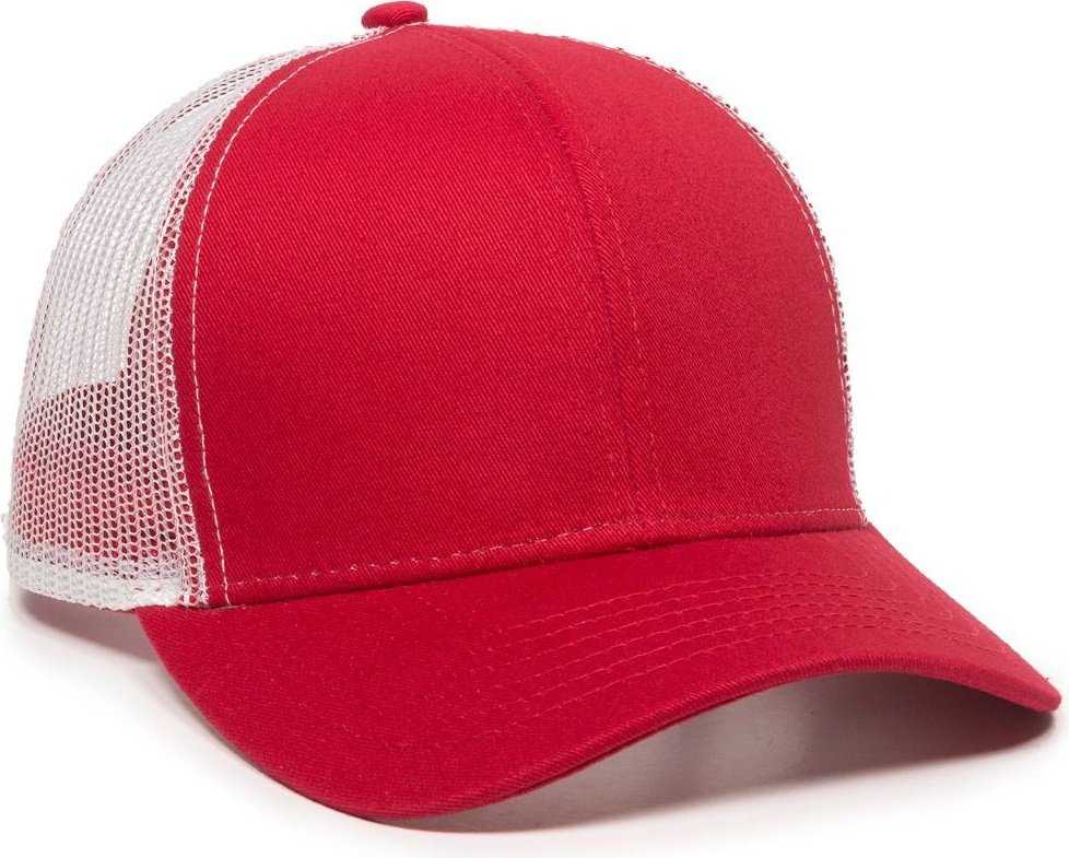 OC Sports MBW-600 Team Adjustable Mesh Back Ball Cap - Red White - HIT a Double - 1