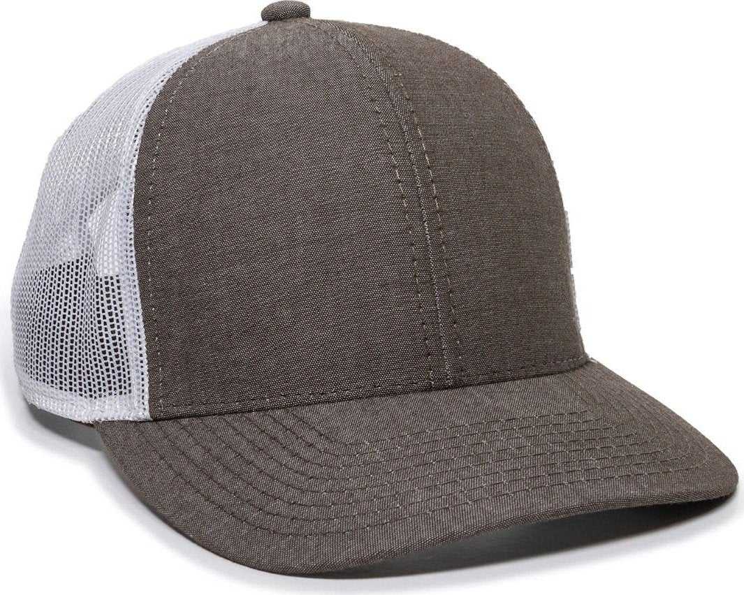 OC Sports MBW-800CB Adjustable Mesh Back Cap - Heathered Brown White - HIT a Double - 1