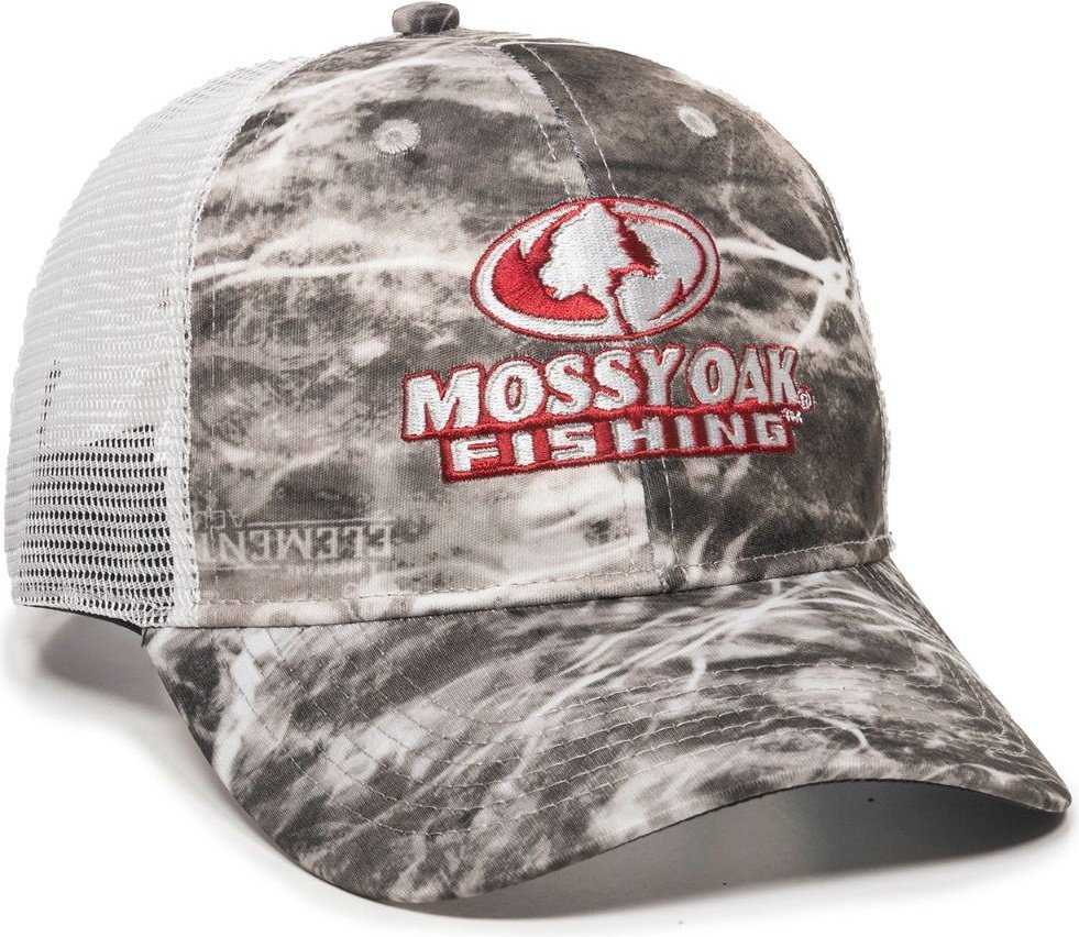OC Sports MOFS44A Mossey Oak Fishing Polyester Camo Front Panels Cap - Mossy Oak Elements Agua Manta White - HIT a Double - 1