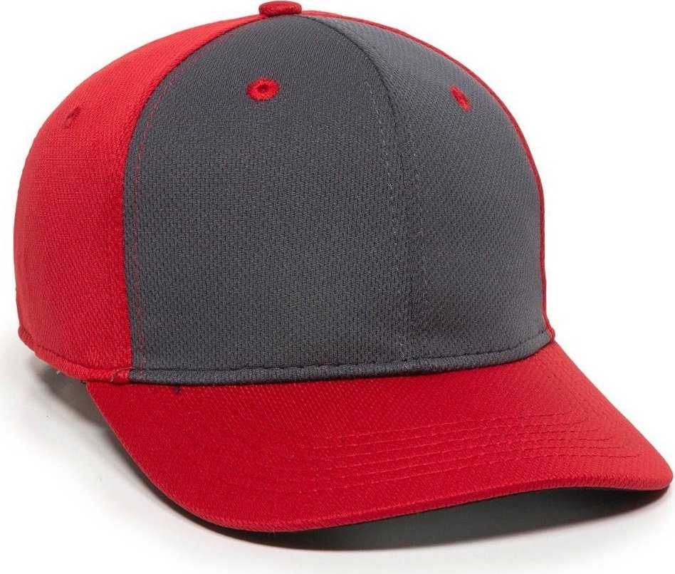 OC Sports MWS25 Flexible Fitting Cap - Graphite Red Red - HIT a Double - 1
