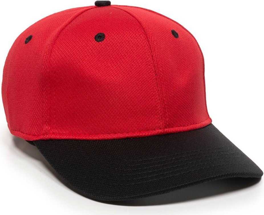 OC Sports MWS25 Flexible Fitting Cap - Red Black - HIT a Double - 1