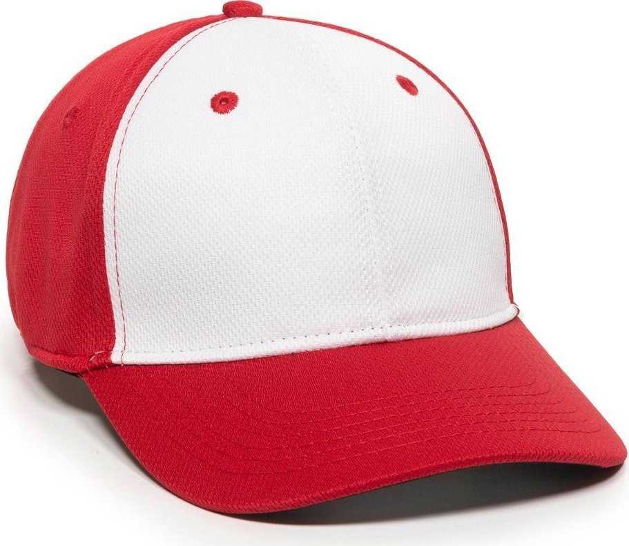 OC Sports MWS25 Flexible Fitting Cap - White Red Red - HIT a Double - 1