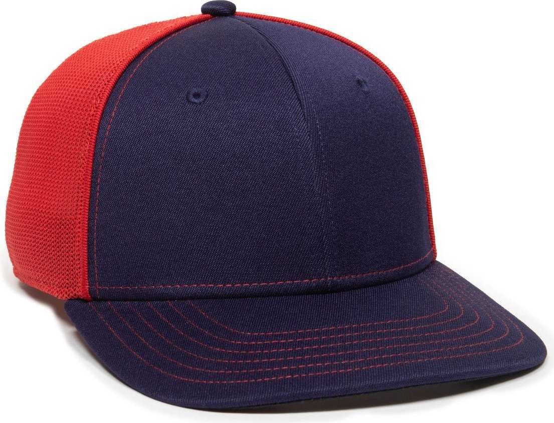 OC Sports OC12M Phenom Performance Twill Front Panel Cap -Navy Red - HIT a Double - 1