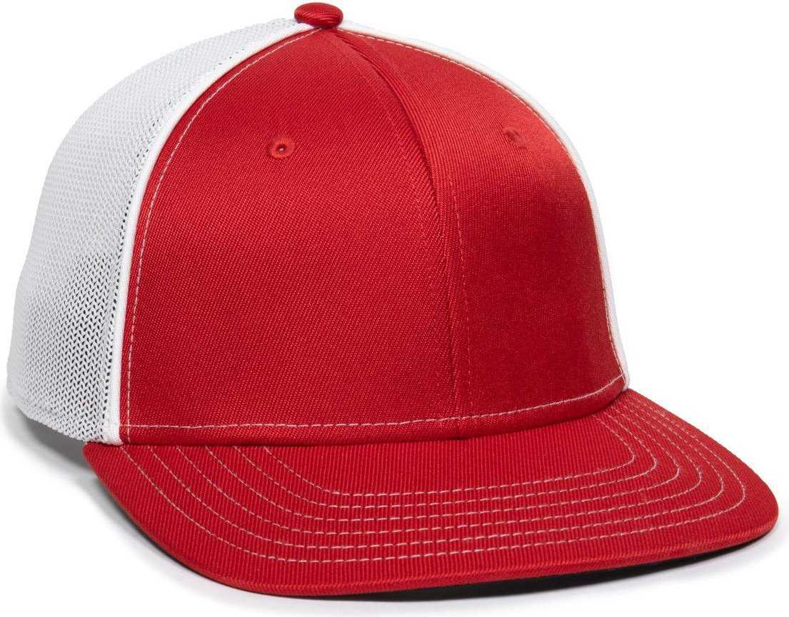 OC Sports OC12M Phenom Performance Twill Front Panel Cap -Red White - HIT a Double - 1