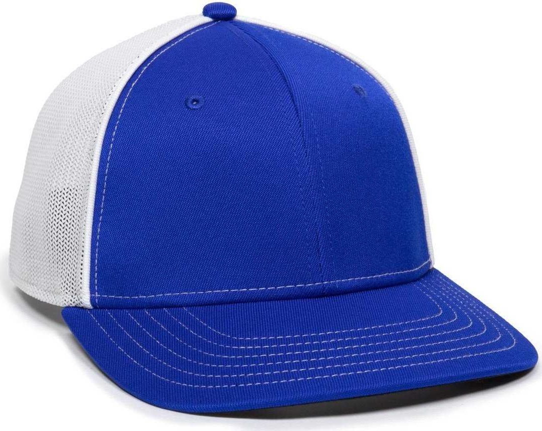 OC Sports OC12M Phenom Performance Twill Front Panel Cap -Royal White - HIT a Double - 1