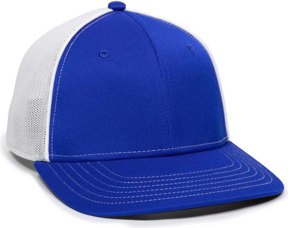 OC Sports OC12M Phenom Performance Twill Front Panel Cap -Royal White - HIT a Double - 1