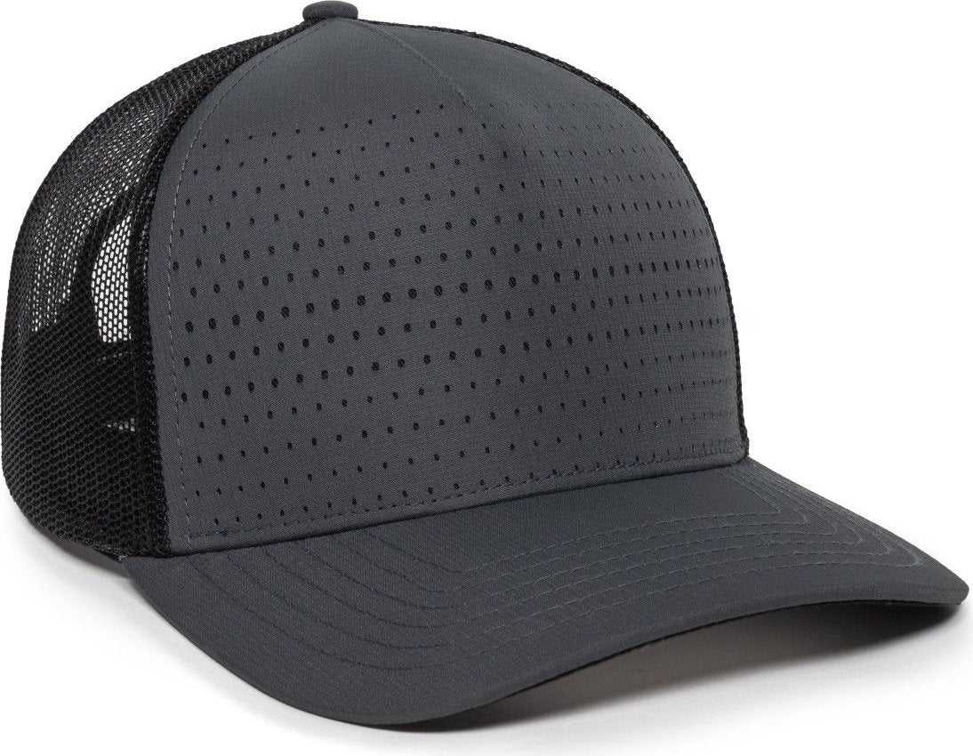 OC Sports OC502M Laser Perforated Font Panel Cap - Charcoal Black Black - HIT a Double - 1