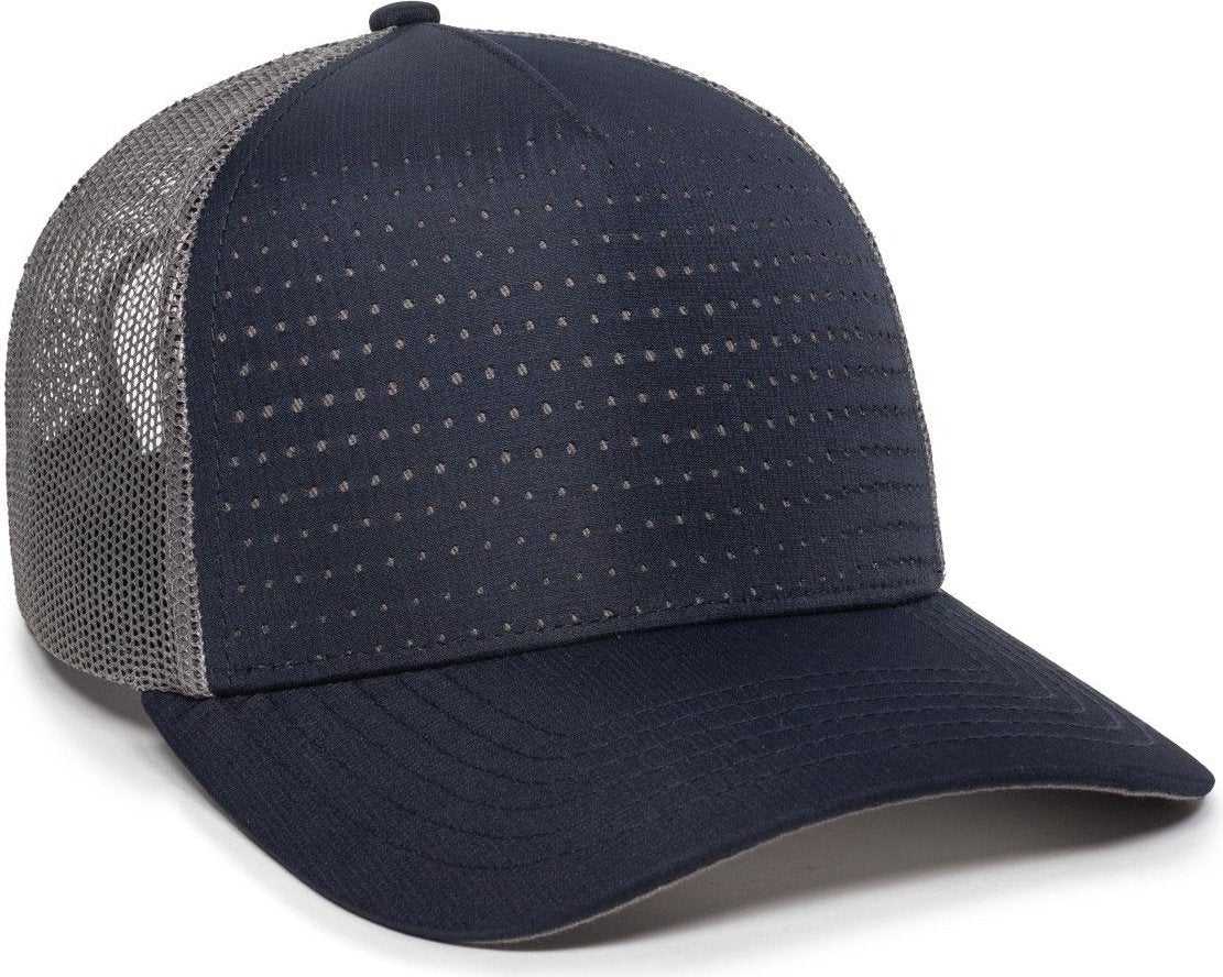 OC Sports OC502M Laser Perforated Font Panel Cap - Navy Charcoal Charcoal - HIT a Double - 1