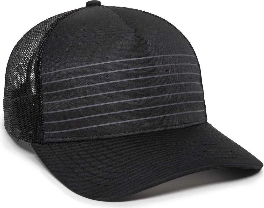 OC Sports OC503M Stripped Front Panel Cap - Black Charcoal - HIT a Double - 1