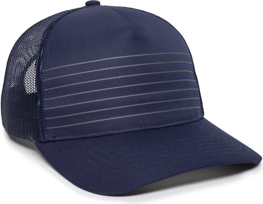 OC Sports OC503M Stripped Front Panel Cap - Navy Charcoal - HIT a Double - 1