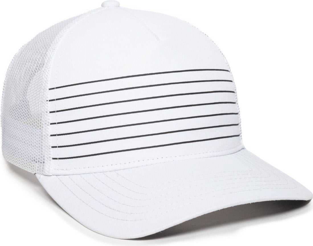 OC Sports OC503M Stripped Front Panel Cap - White Black - HIT a Double - 1