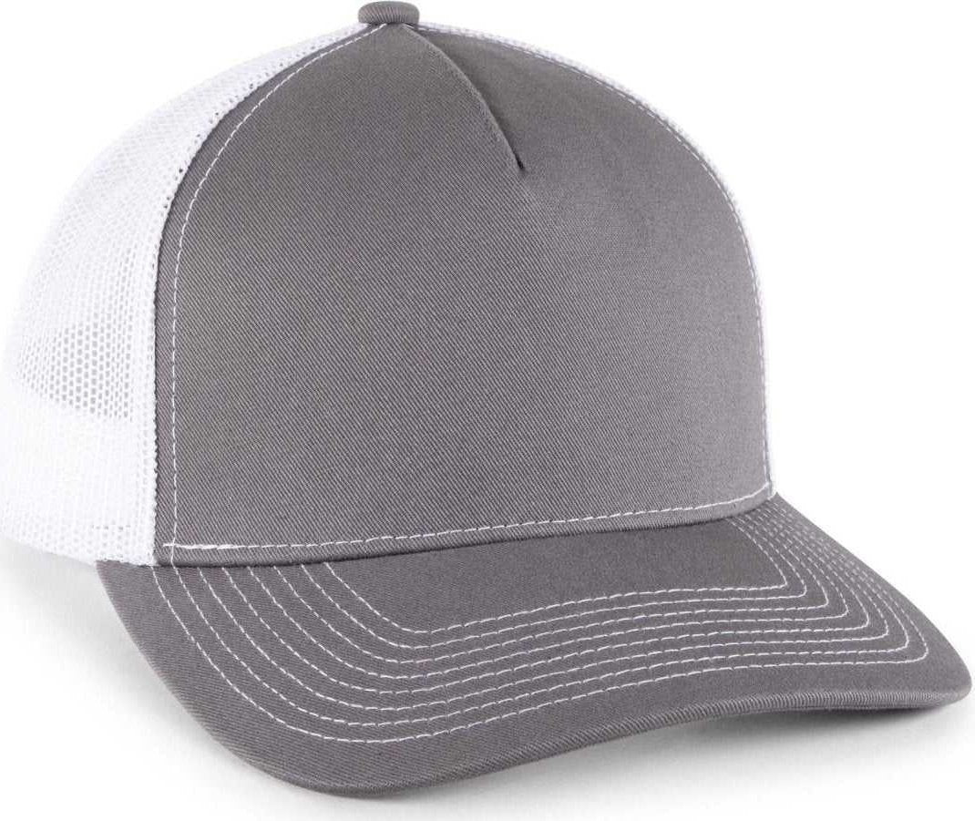 OC Sports OC571 Slight Pre-Curved Visor with Mesh Back Cap - Charcoal White - HIT a Double - 1