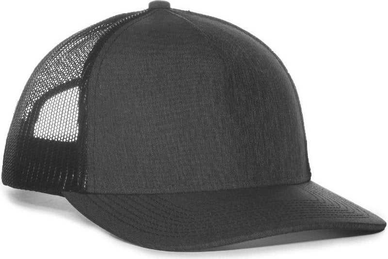 OC Sports OC571 Slight Pre-Curved Visor with Mesh Back Cap - LN Heathered Charcoal Black - HIT a Double - 1