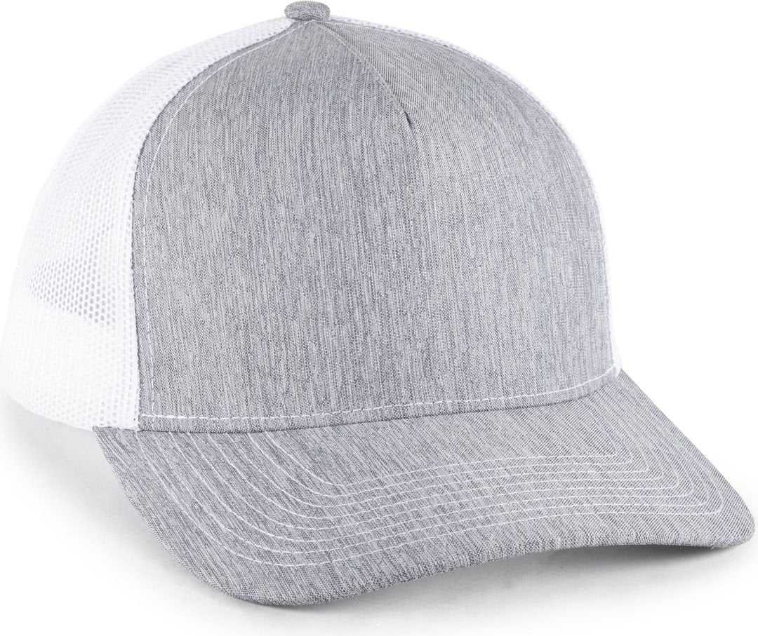 OC Sports OC571 Slight Pre-Curved Visor with Mesh Back Cap - LN Heathered Gray White - HIT a Double - 1