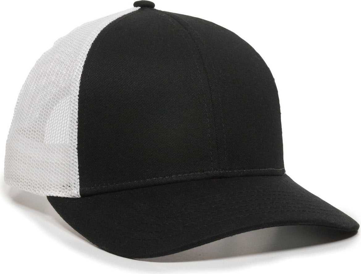 OC Sports OC770 Adjustable Mesh Back Cap with Sweatband - Black White - HIT a Double - 1