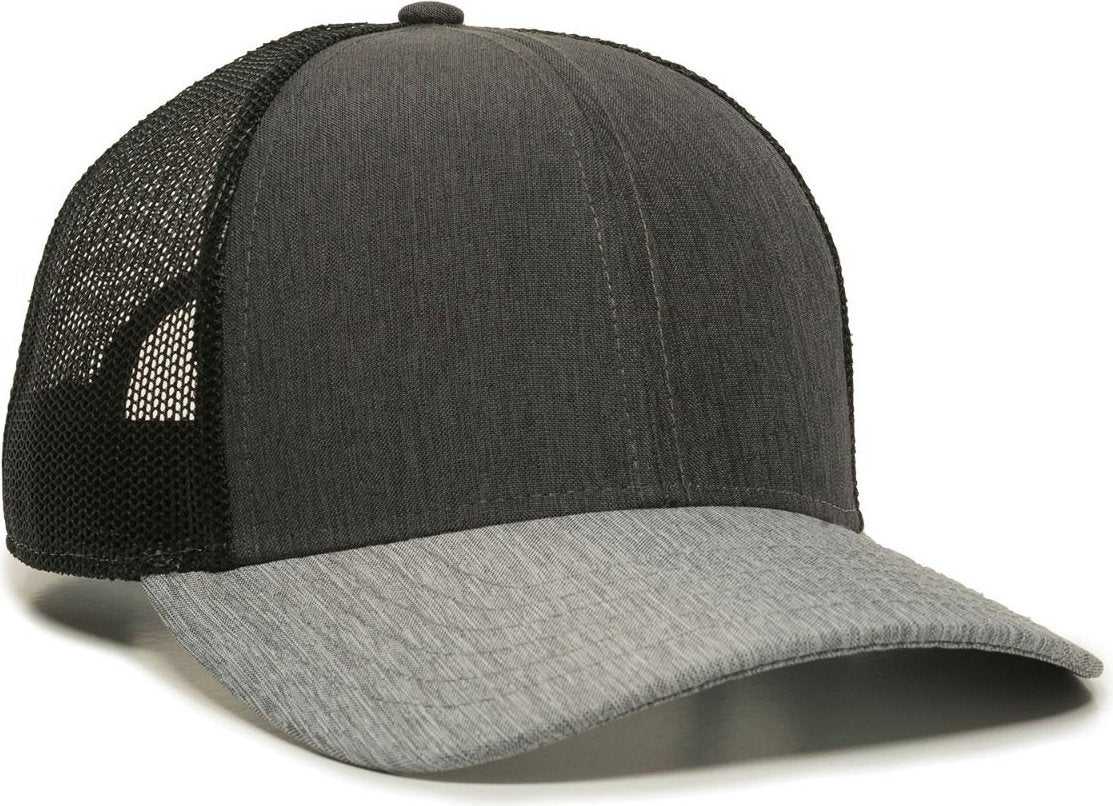 OC Sports OC770 Adjustable Mesh Back Cap with Sweatband - Heathered Charcoal Black Heathered Gray - HIT a Double - 1