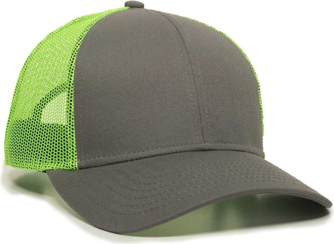OC Sports OC770 Adjustable Mesh Back Cap with Sweatband - Charcoal Neon Green - HIT a Double - 1