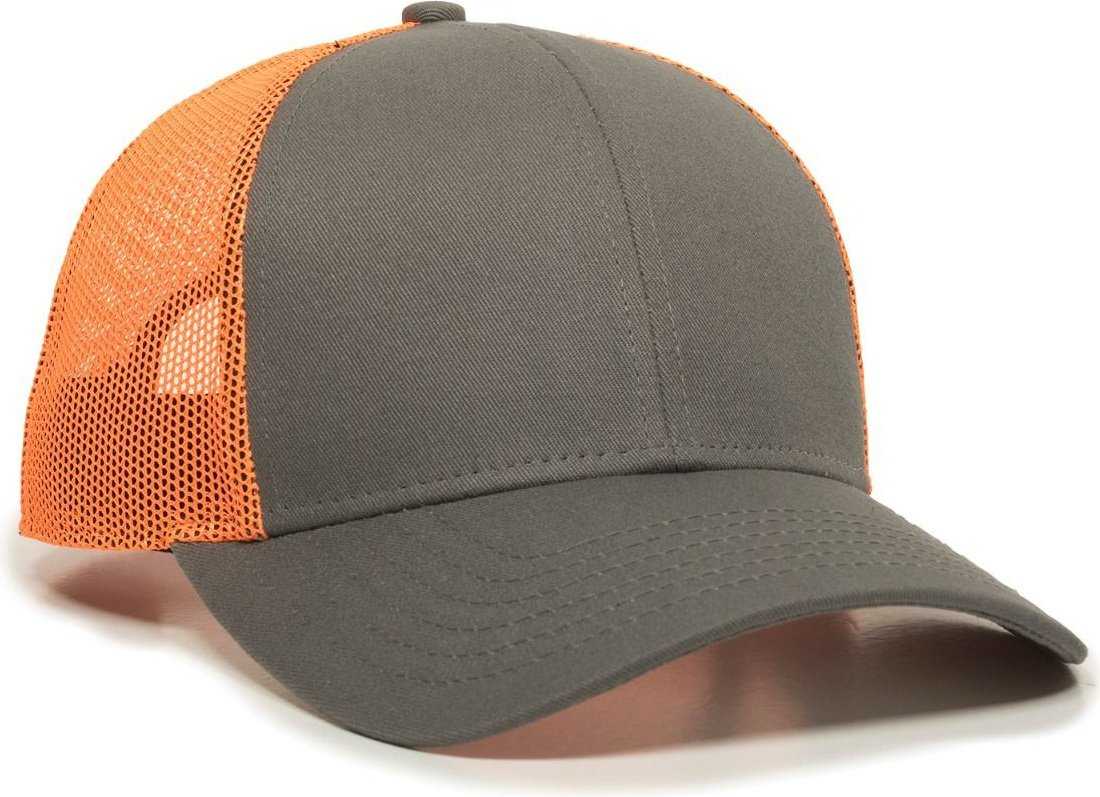 OC Sports OC770 Adjustable Mesh Back Cap with Sweatband - Charcoal Neon Orange - HIT a Double - 1
