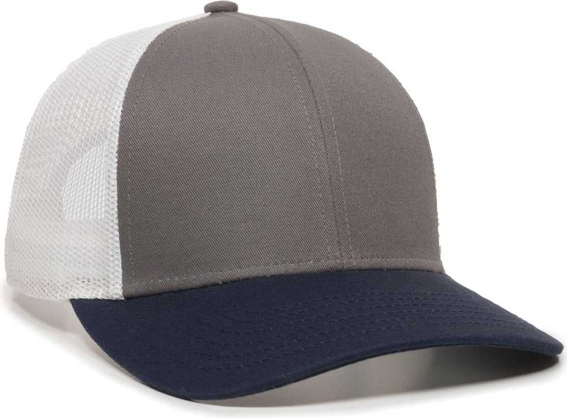 OC Sports OC770 Adjustable Mesh Back Cap with Sweatband - Charcoal White Navy - HIT a Double - 1