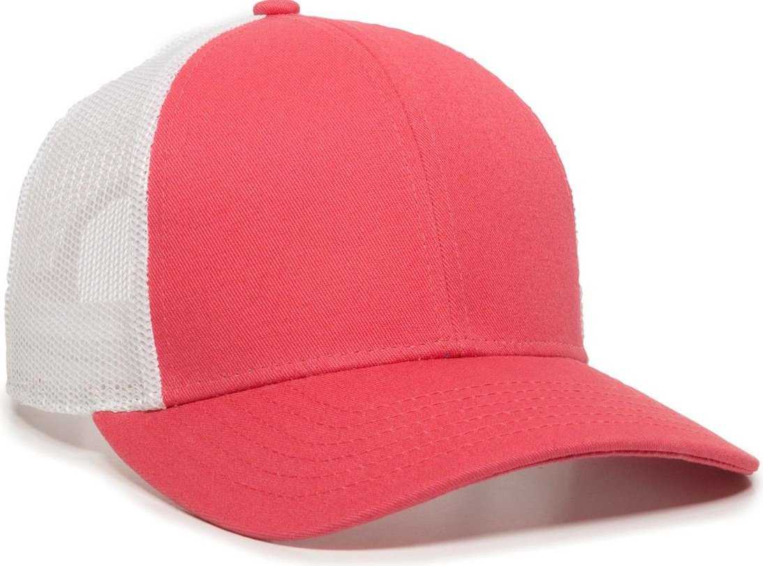 OC Sports OC770 Adjustable Mesh Back Cap with Sweatband - Coral White - HIT a Double - 1
