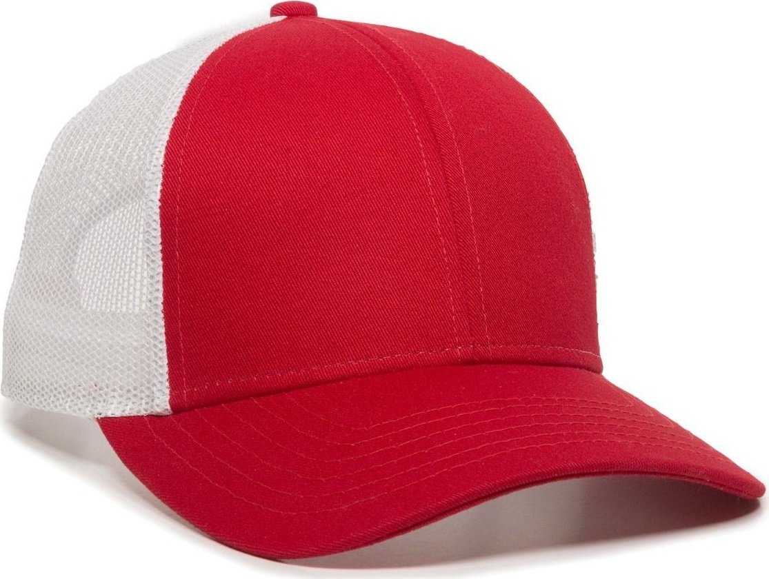 OC Sports OC770 Adjustable Mesh Back Cap with Sweatband - Red White - HIT a Double - 1