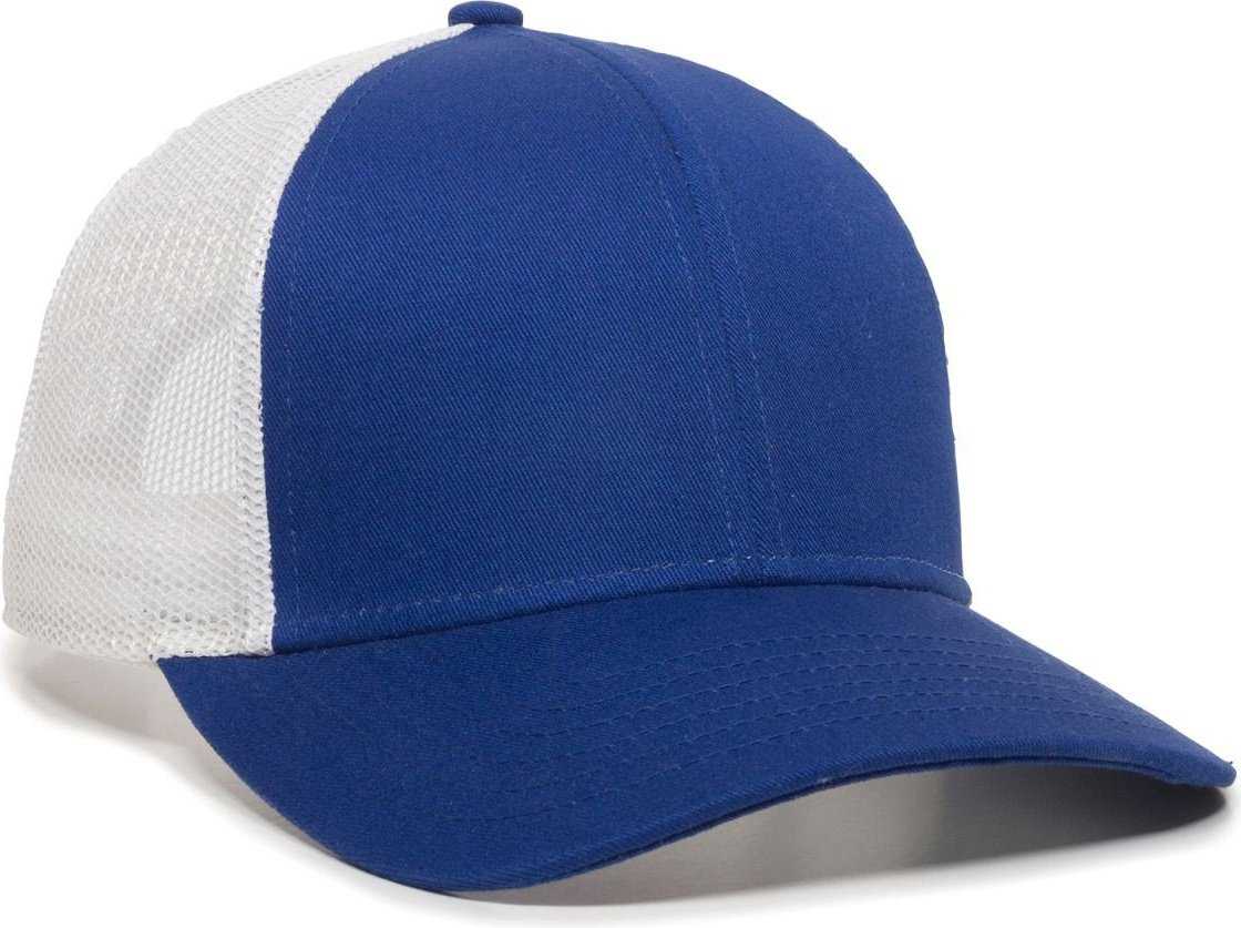 OC Sports OC770 Adjustable Mesh Back Cap with Sweatband - Royal White - HIT a Double - 1