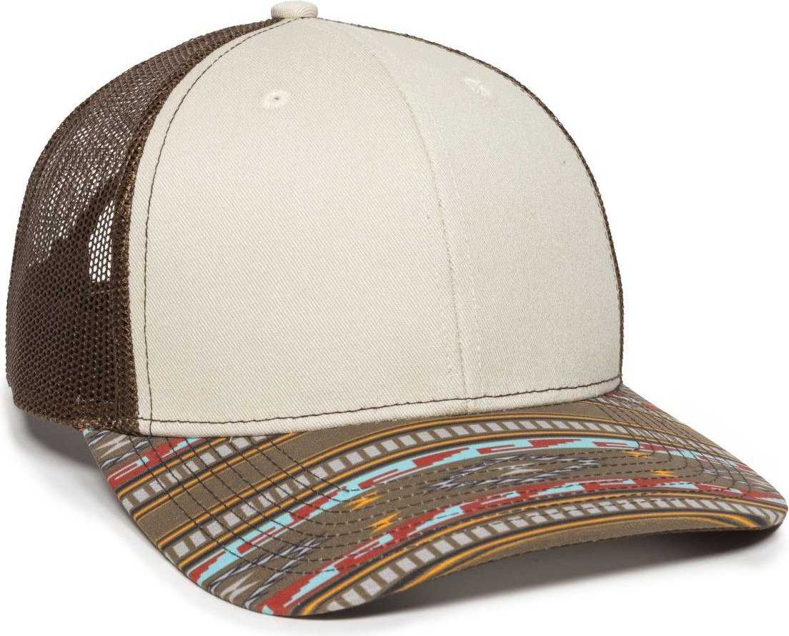 OC Sports OC771P Slight Pre-Curved Sublimated Visor Cap - Stone Brown Gold - HIT a Double - 1