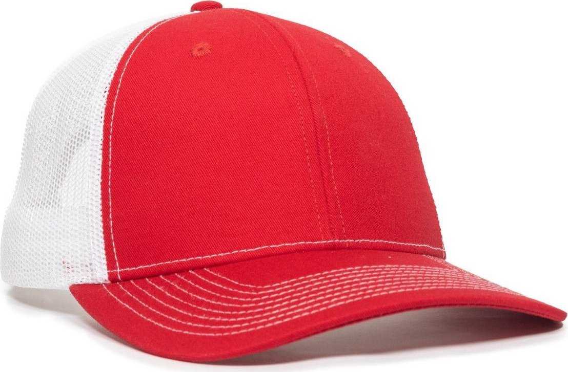OC Sports OC771V Adjustable Mesh Back Cap - Red White - HIT a Double - 1