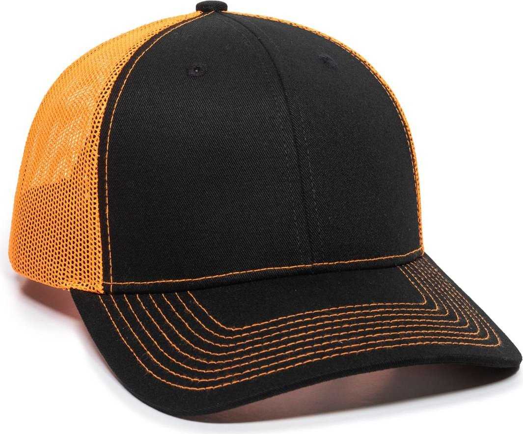 OC Sports OC771 Adjustable Mesh Back Cap - Black Neon Orange - HIT a Double - 1