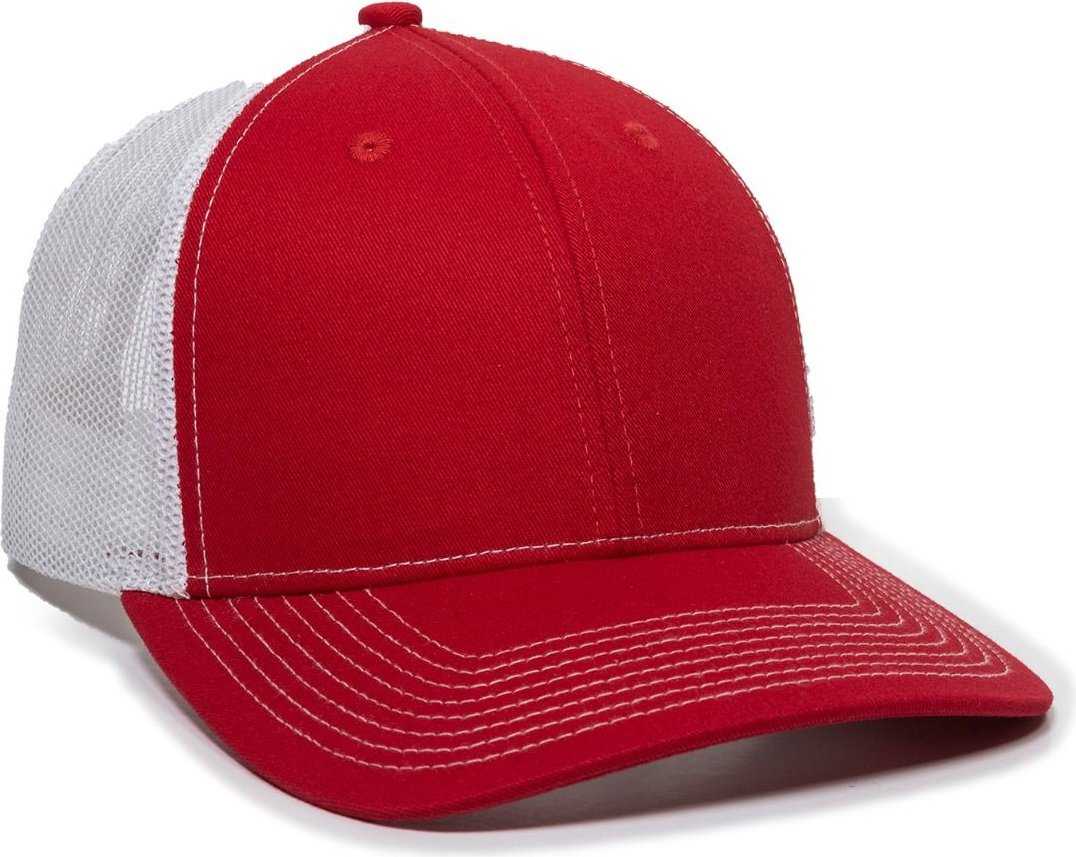 OC Sports OC771 Adjustable Mesh Back Cap - Red White - HIT a Double - 1