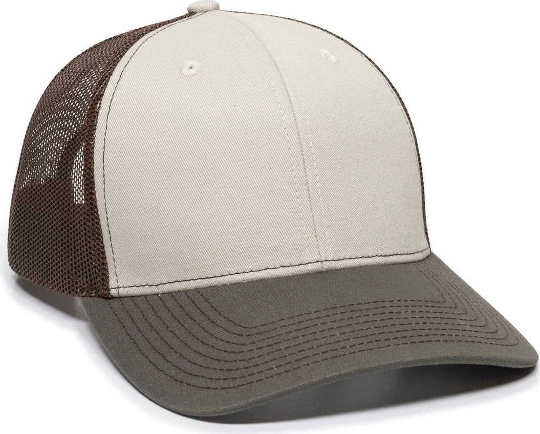 OC Sports OC771 Adjustable Mesh Back Cap - Stone Brown Olive - HIT a Double - 1