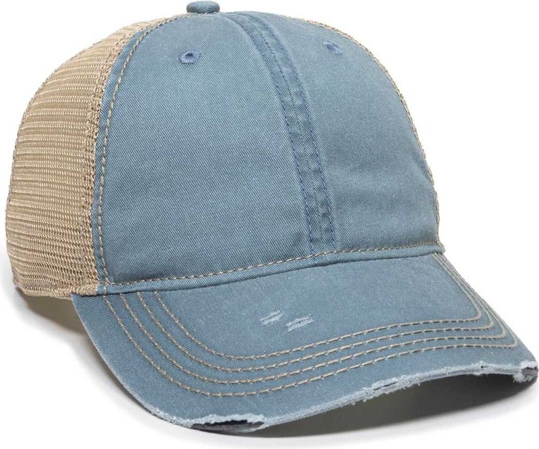 OC Sports OC801 Washed Adjustable Tea-Stained Mesh Back Panels Cap - Sage Tea Stain - HIT a Double - 1