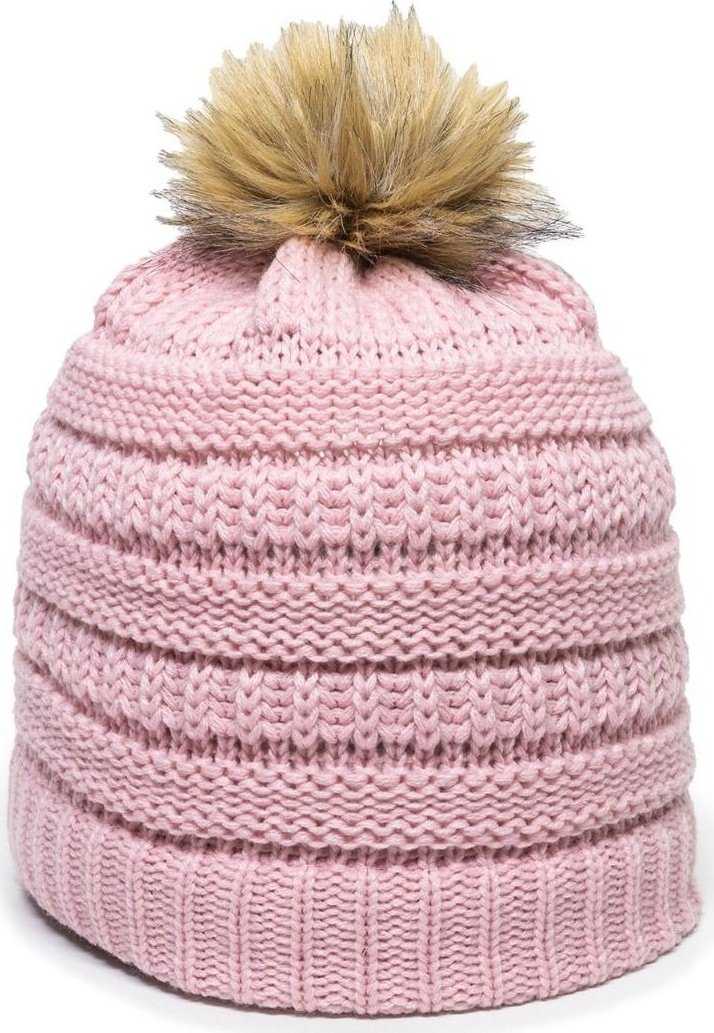 OC Sports OC805 Ladies Beanie with Pom - Rose Gold - HIT a Double - 1