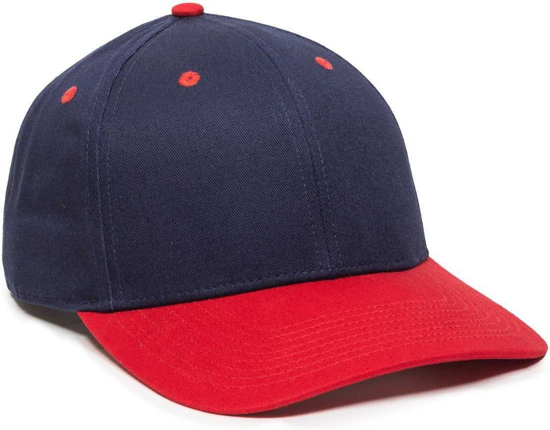 OC Sports OC871 Premium Modern Solid Back Cap - Navy Red - HIT a Double - 1