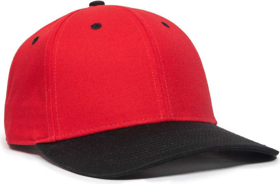 OC Sports OC871 Premium Modern Solid Back Cap - Red Black - HIT a Double - 1