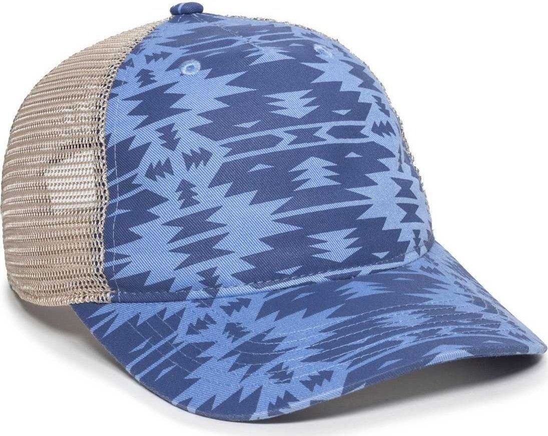 OC Sports OC901M Print Design Crown Cap - Blue Tea Stain - HIT a Double - 1