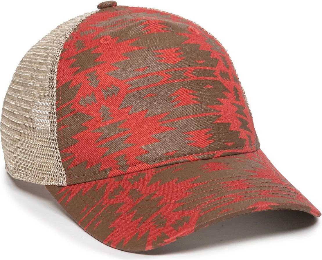 OC Sports OC901M Print Design Crown Cap - Red Tea Stain - HIT a Double - 1