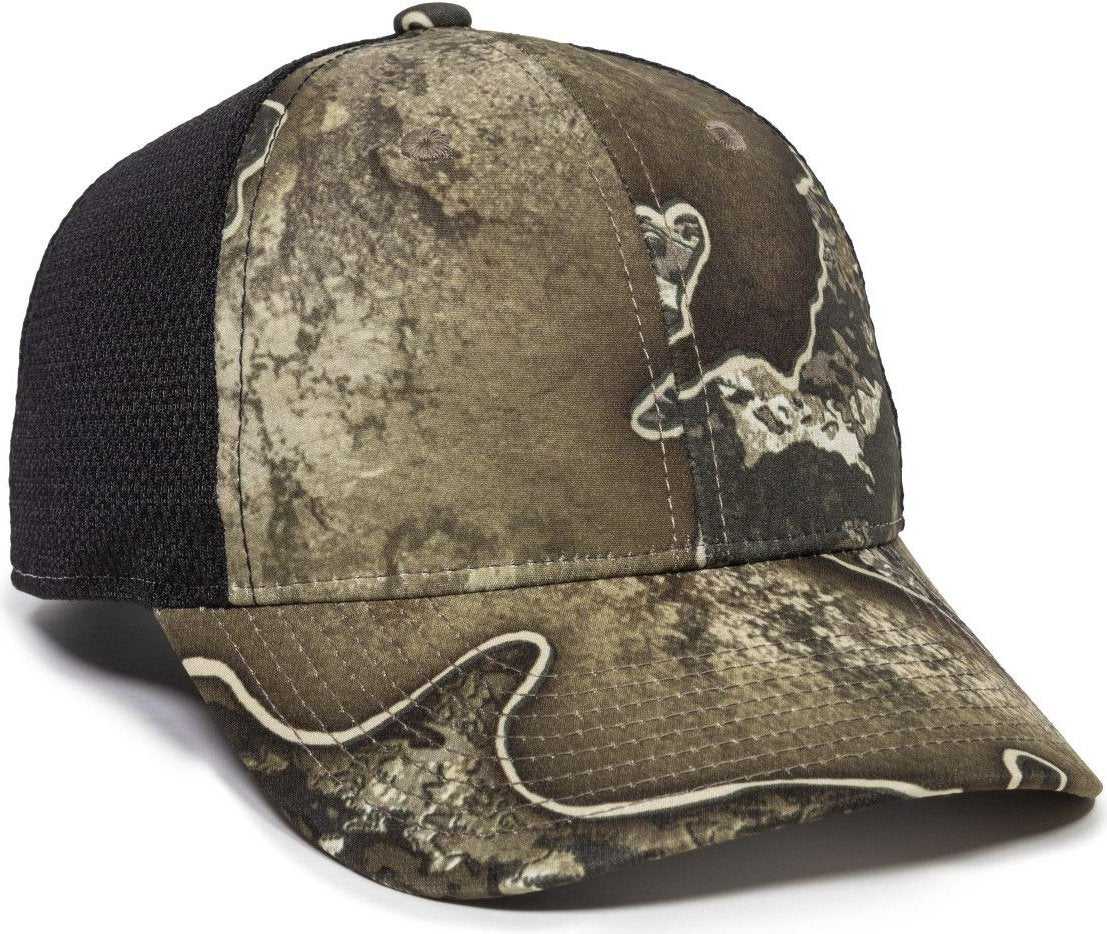 OC Sports PFC150M Performance Camo Mesh-Back Cap - Realtree Excape Black - HIT a Double - 1