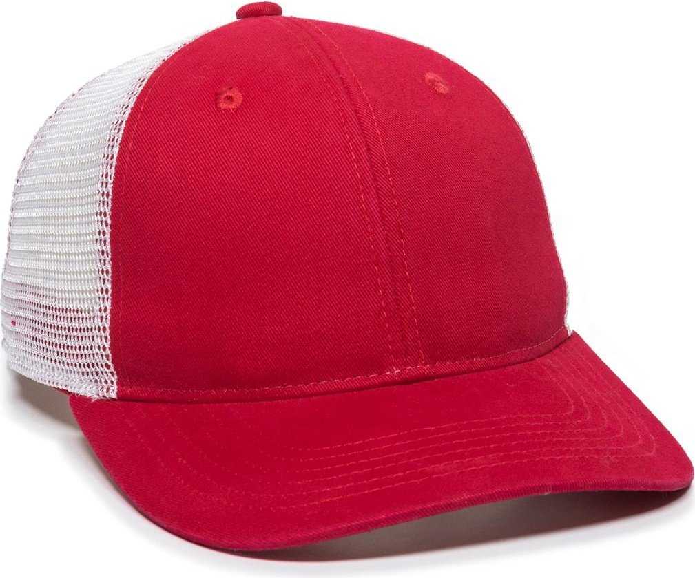 OC Sports PNY100M Ponytail Mesh-Back Cap - Red/ White - HIT a Double - 1