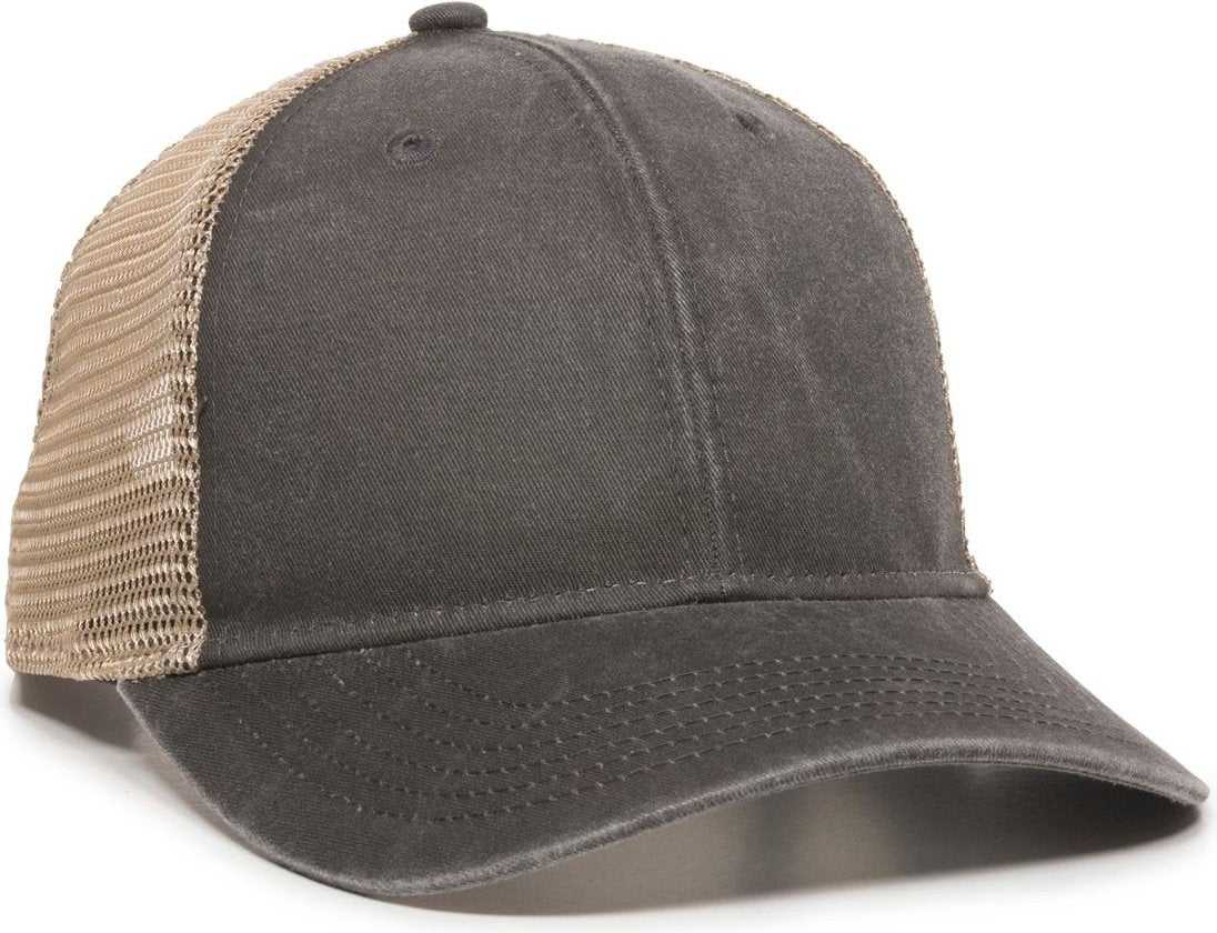 OC Sports PNY-100M Adjustable Meshback Cap with Ponytail Hole - Black Tea Stain - HIT a Double - 1