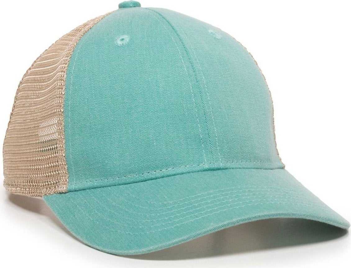 OC Sports PNY-100M Adjustable Meshback Cap with Ponytail Hole - Mint Tea Stain - HIT a Double - 1