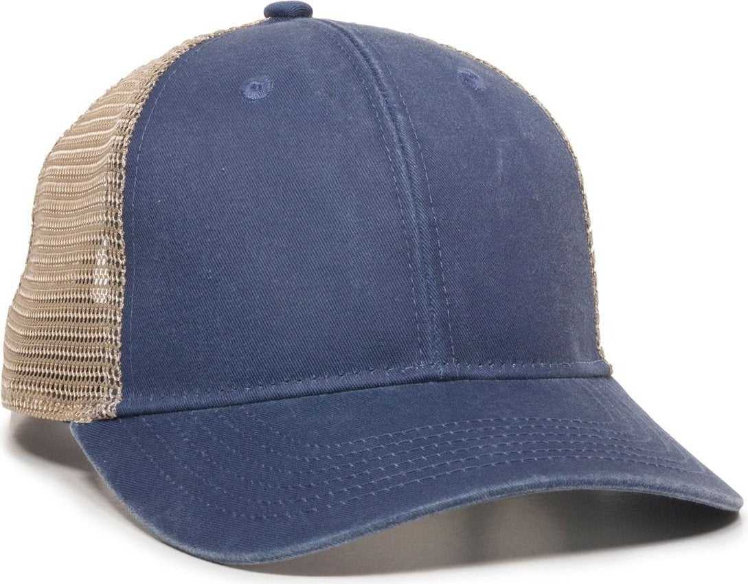 OC Sports PNY-100M Adjustable Meshback Cap with Ponytail Hole - Navy Tea Stain - HIT a Double - 1