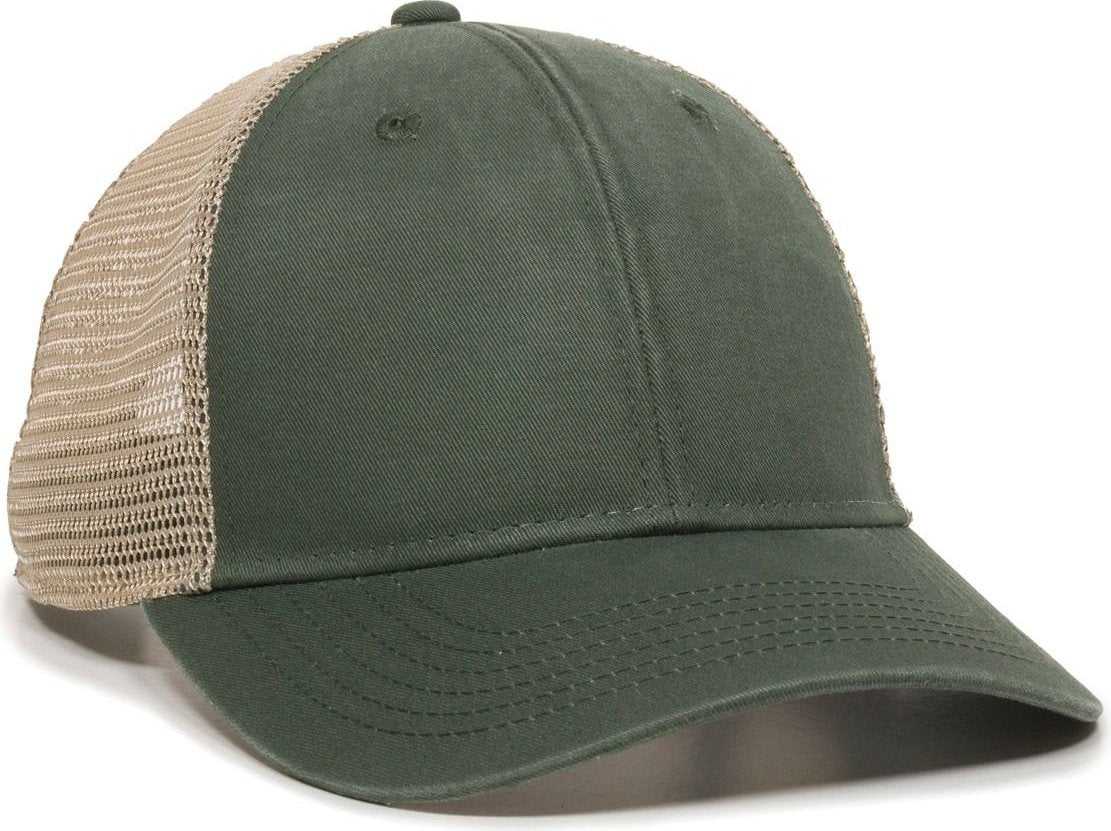 OC Sports PNY-100M Adjustable Meshback Cap with Ponytail Hole - Olive Tea Stain - HIT a Double - 1