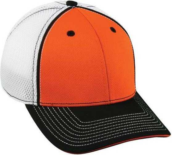 OC Sports PRO1125X Meshback Flexible Fitting Cap - Orange White Black - HIT a Double - 1