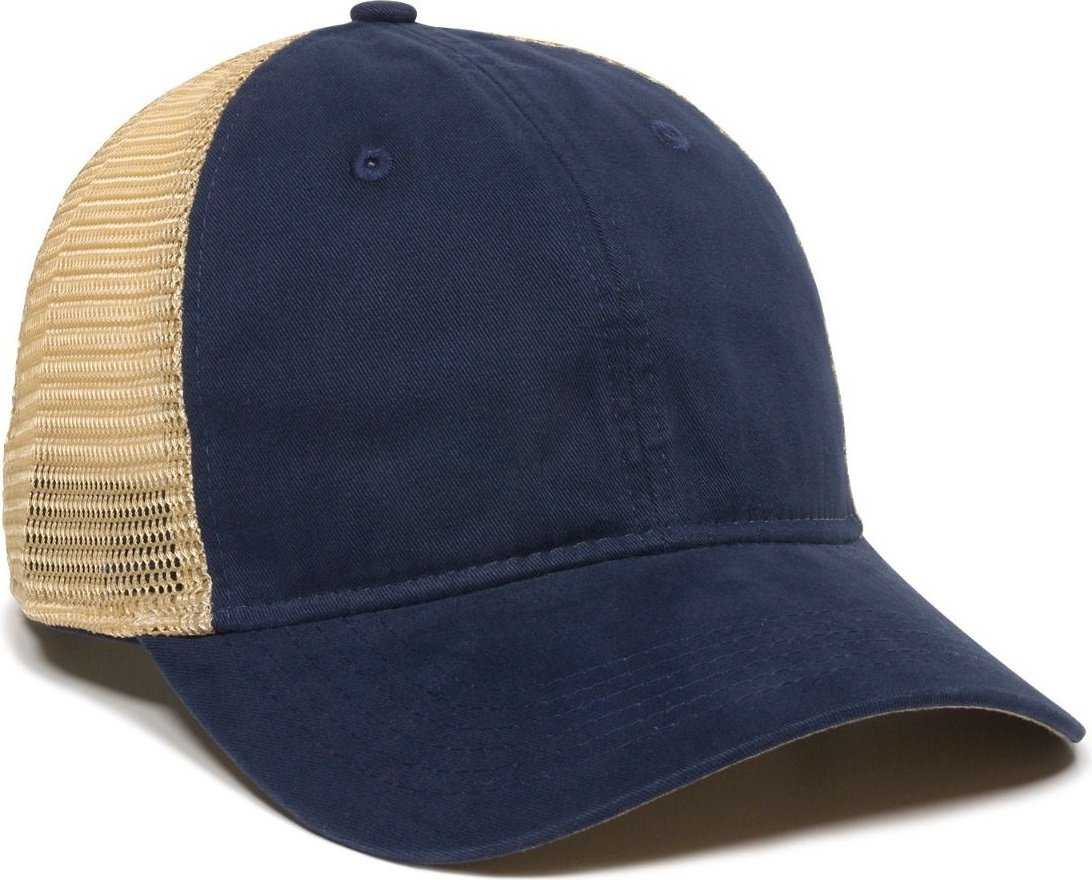 OC Sports PWT-200M Adjustable Mesh Back Cap - Navy Tea Stain - HIT a Double - 1