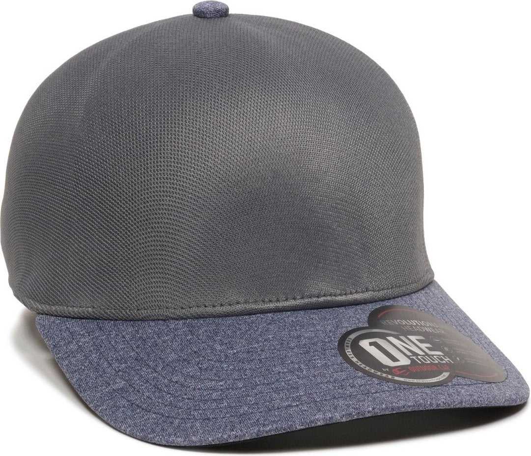 OC Sports REEVO Flexible Fitting Cap - Graphite Heathered Navy - HIT a Double - 1