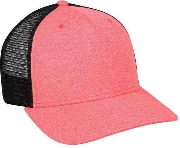 OC Sports RGR-100M Adjustable Mesh Back Cap - Heathered Coral Black - HIT a Double - 1