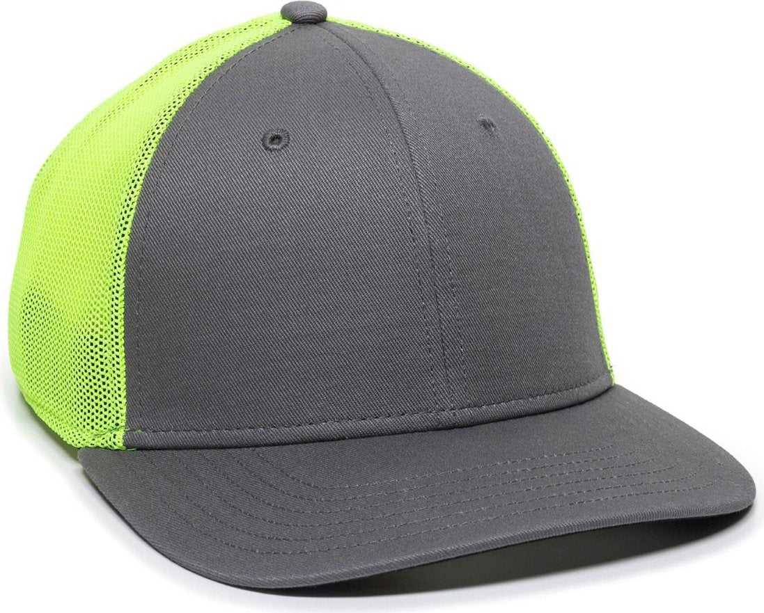 OC Sports RGR-360M Adjustable Mesh Back Cap - Charcoal Neon Yellow - HIT a Double - 1
